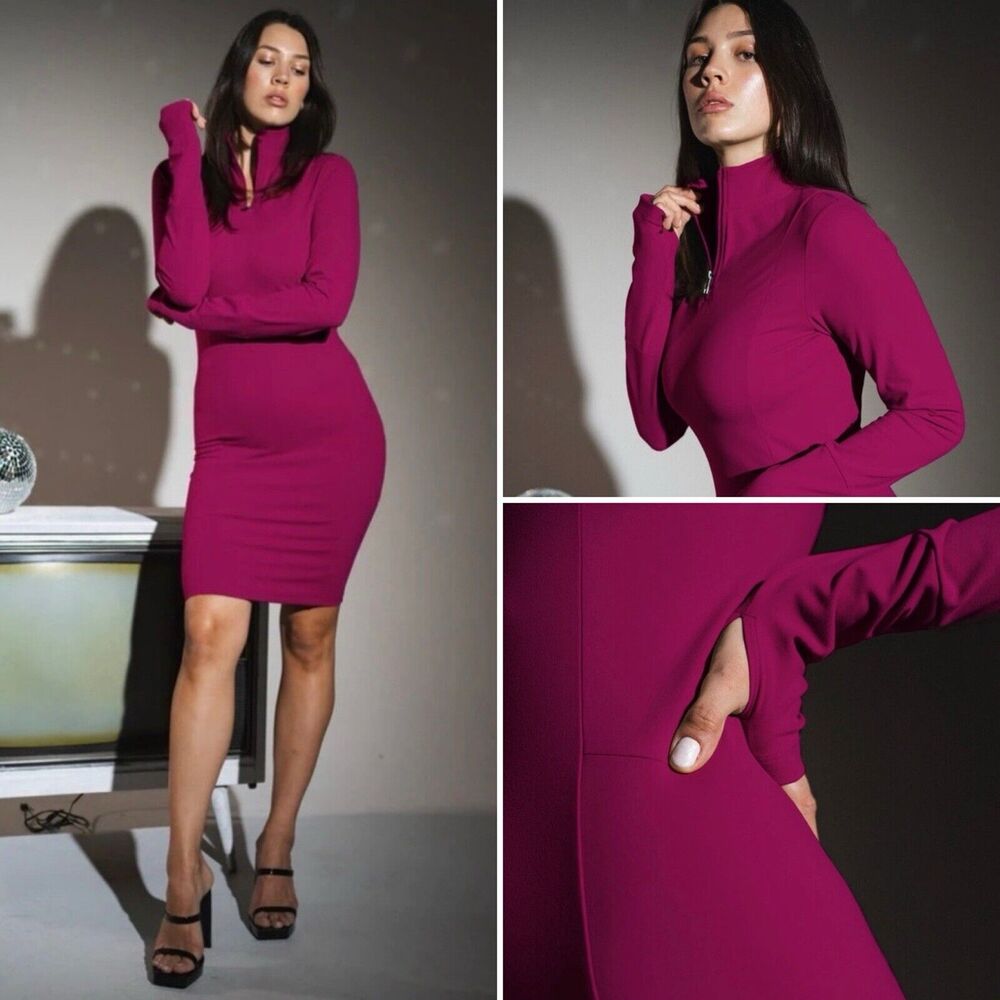 Vitality Balance Fuchsia Tati Long Sleeve 1/4 Zip Athletic Exercise Dress L